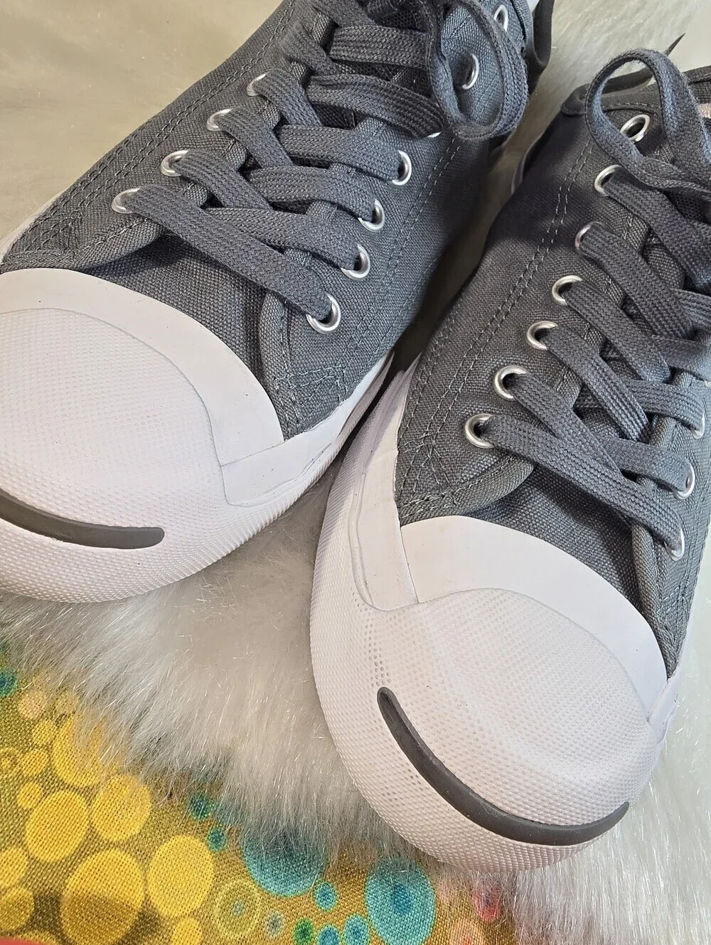 Converse Jack Purcell Unisex Gray Canvas Low-Top Sneakers with White Toe Cap